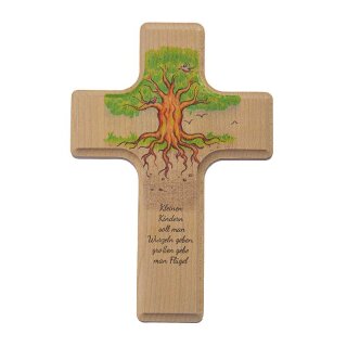 großes Holzkreuz für Kinder, Lebensbaum
