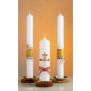 Goldfarbener Kerzenleuchter mit Holz f&uuml;r Kerzen D...