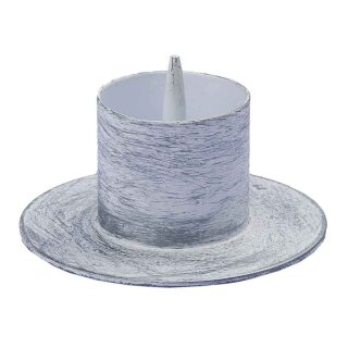 Kerzenleuchter weiß-silber mit Dorn für Kerzen-D 4 cm